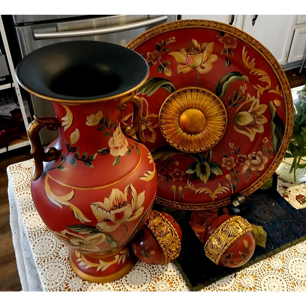 Vintage Home Accents Decorative Plate,  Vase & Orbs